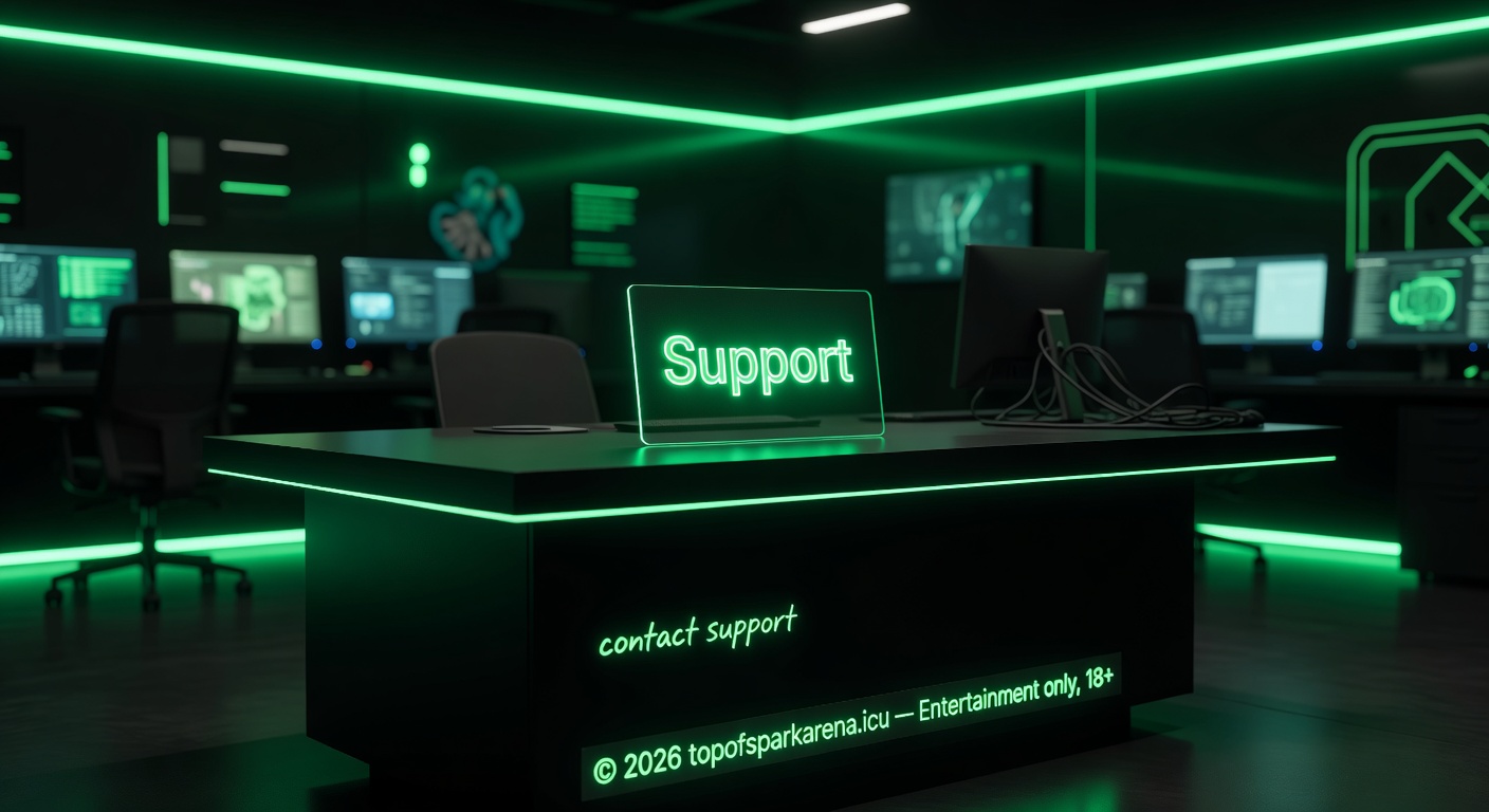 Customer support workspace with neon green accent lighting