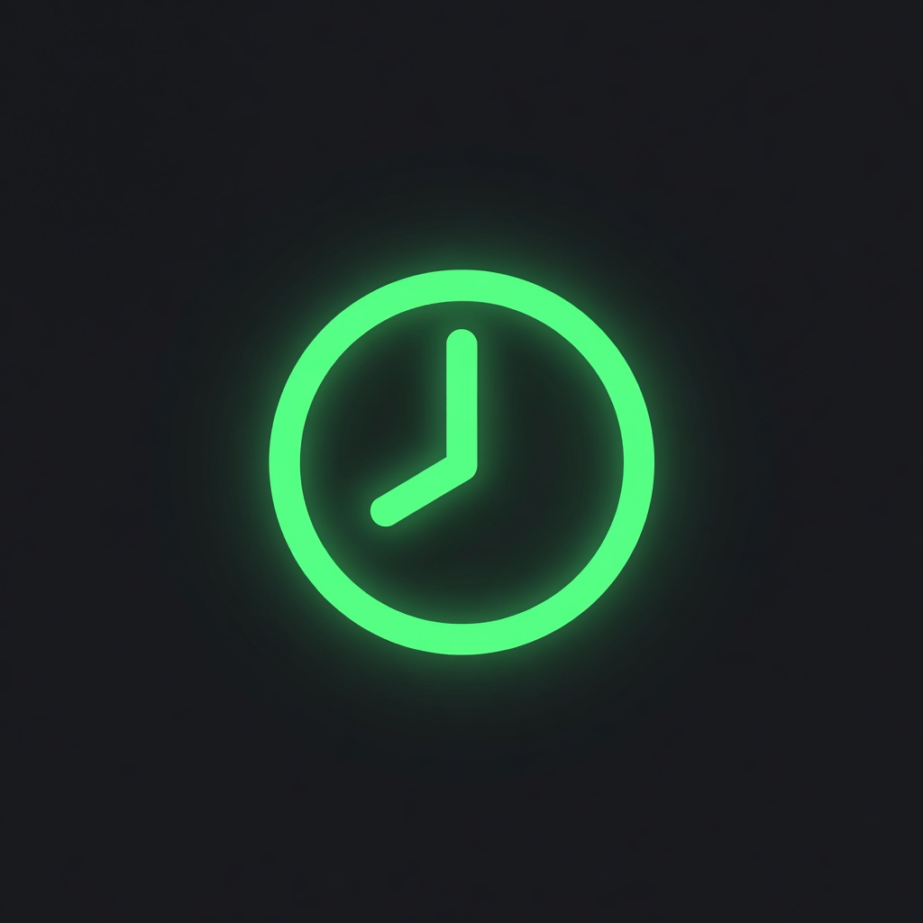 Neon green clock icon representing time management for responsible gaming